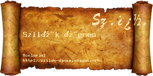 Szilák Ágnes névjegykártya